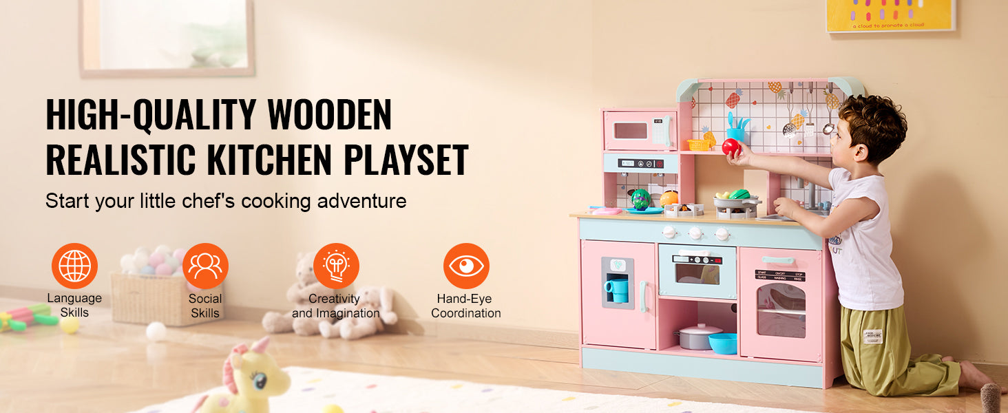 Pretend Play Cooking Toy for Kid Kitchen, Accessories with Lights & Sounds - Ohberri