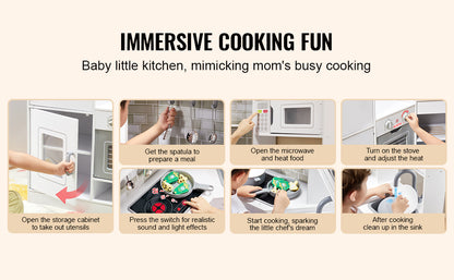 Corner Wooden Play Kitchen Set with Lights & Sounds - Ohberri