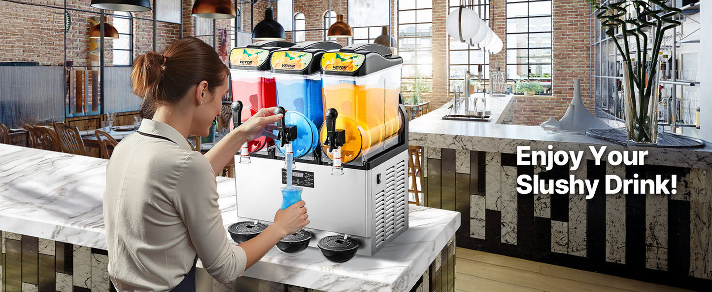 15L Commercial Frozen Drink Maker Triple Tank Slushy Machine Ohberri