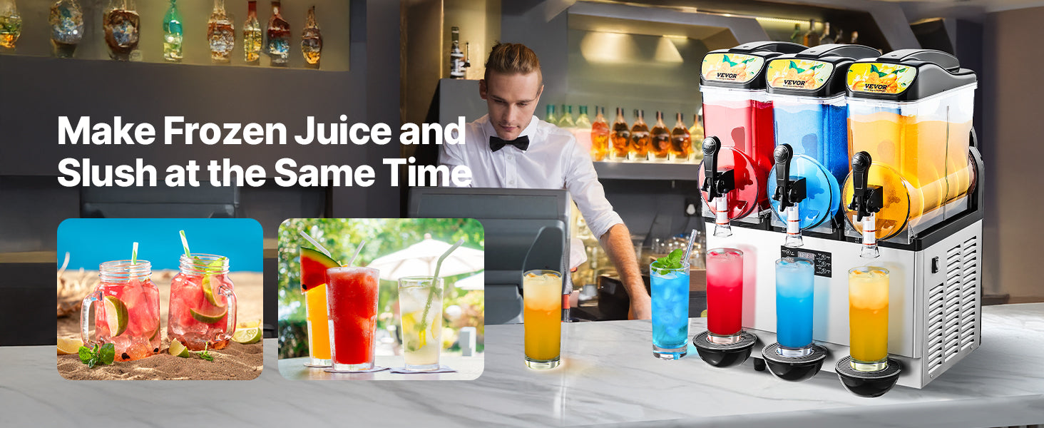 15L Commercial Frozen Drink Maker Triple Tank Slushy Machine Ohberri