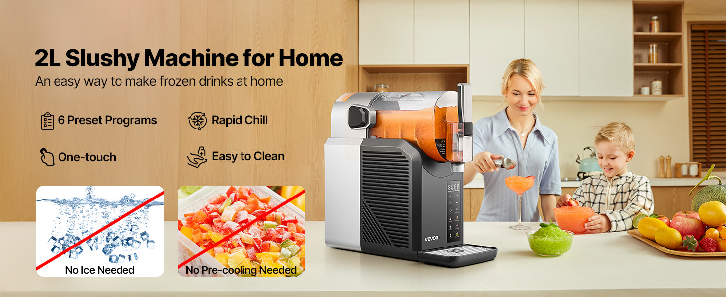 Succebuy 2L Slushie Machine No Ice Needed Margarita Machine with Self-Cleaning Frozen Margaritas Frappés Milkshake for Home Ohberri