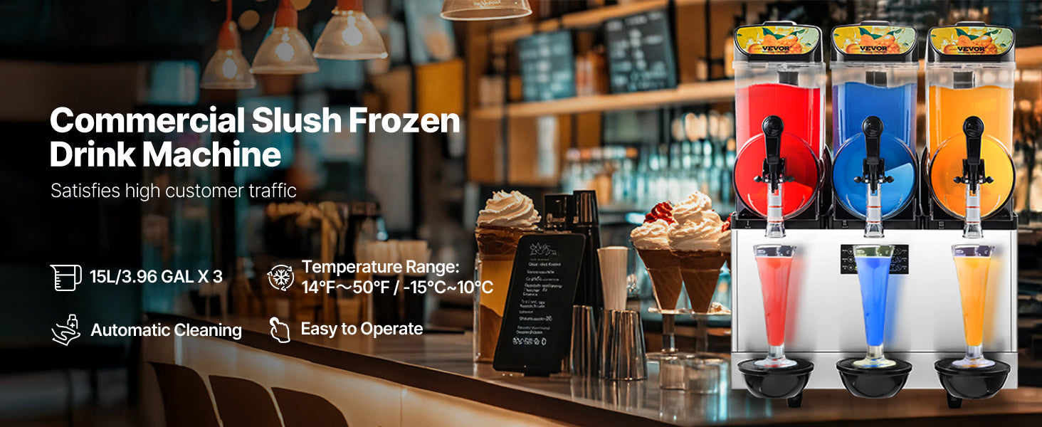 15L Commercial Frozen Drink Maker Triple Tank Slushy Machine Ohberri